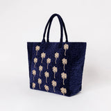 Gold Palm Tote Bag - Navy