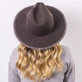 Wide Brim Stitched Fedora Hat - Chocolate
