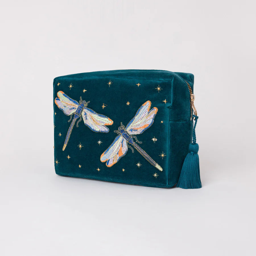 Elizabeth Scarlett Dragonfly Wash Bag - Deep Teal