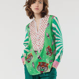 V-neck Blouse - Graffiti