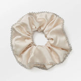 Luster Bead Scrunchie - Birch White