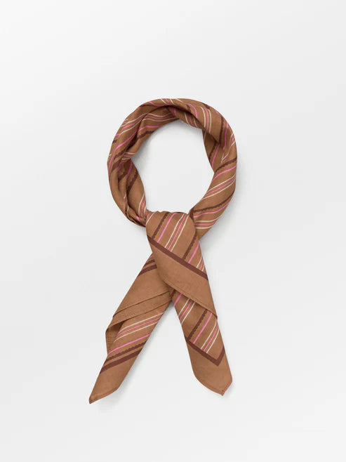 Scallopia Striped Cotta Scarf - Wood Brown