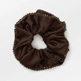 Luster Bead Scrunchie - Hot Fudge Brown