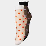 Dagmar Heart Socks 2 Pack - Black/White
