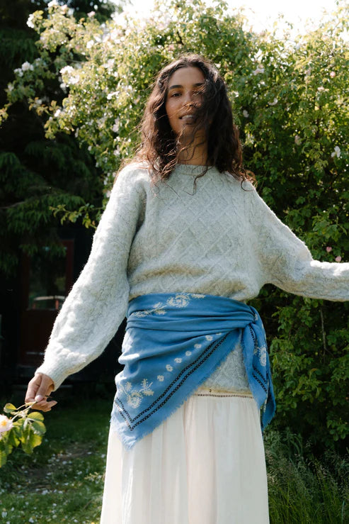 Bloom Siw Scarf - Azure Blue