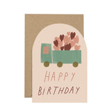 'Happy Birthday' Truck Curved Card - Pink