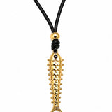 Fish Waxed Cord Necklace - Gold