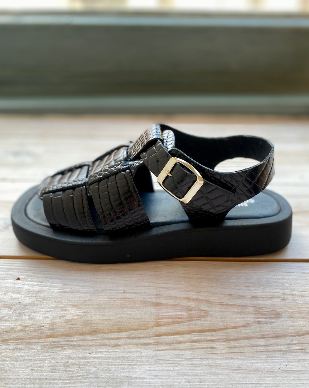 Shoe Biz Copenhagen Vera Sandals - Black Croc