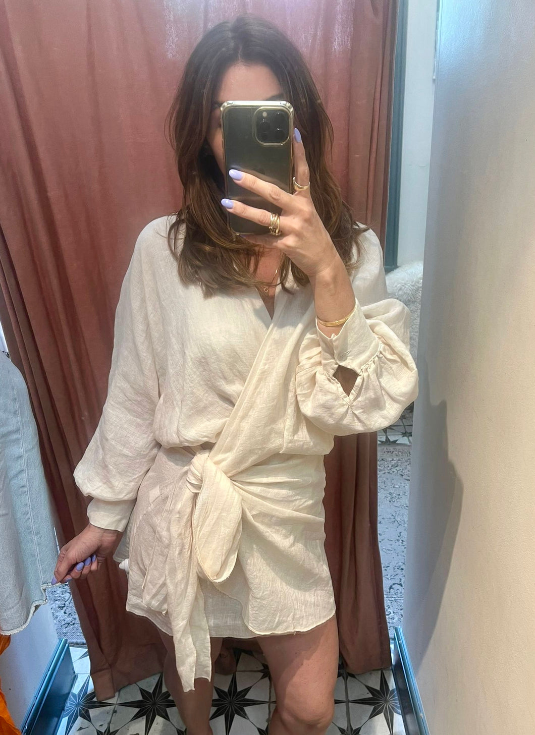 Moment Linen Wrap Dress - 1397