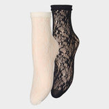 Lacia Lace Sock 2 Pack - Black/White