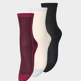 Stripy Glitter Socks 3 Pack - Fig/Black