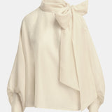 Karismatic Pussy Bow Tie Top - Off White