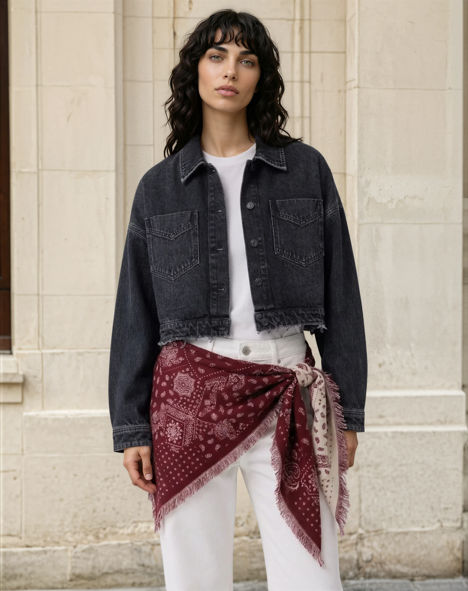 Large Triangle Bandana Scarf - Deep Red