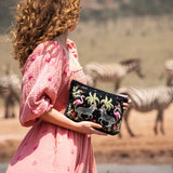 Wild Zebra Palm Everyday Pouch - Charcoal