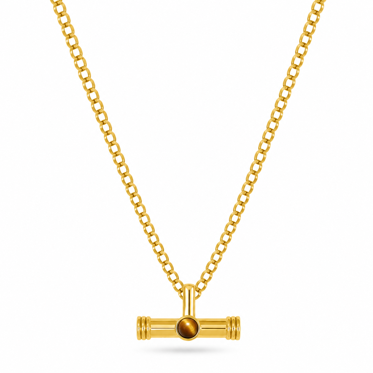 T- Bar Pendant Necklace - Tiger's Eye