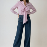 Lily Stripe Bow Shirt - Pink