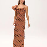 Rosalinda Dots Dress - Brown Polka