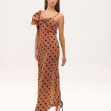 Rosalinda Dots Dress - Brown Polka