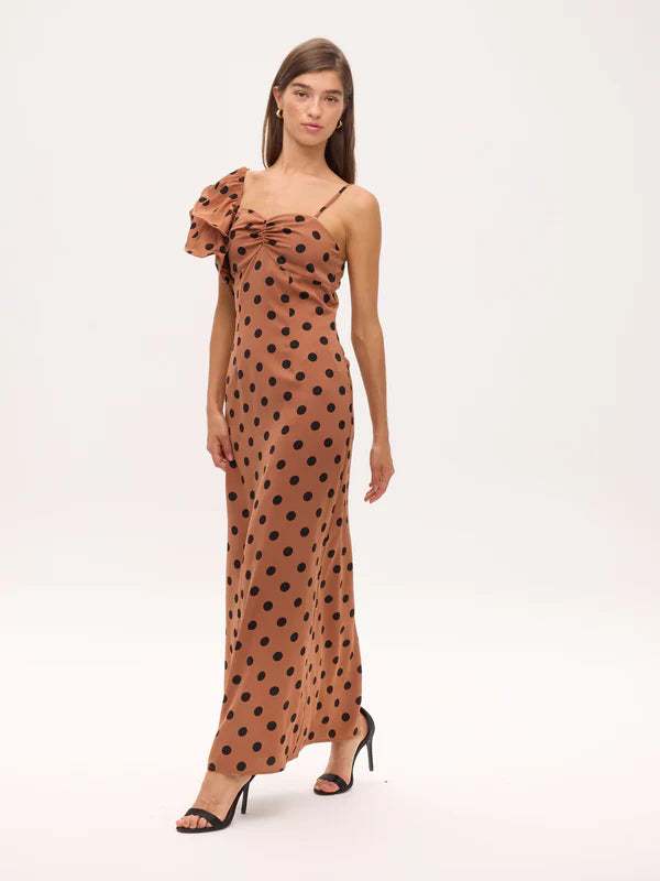 Rosalinda Dots Dress - Brown Polka