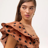Rosalinda Dots Dress - Brown Polka