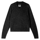 Crop Oversize Vee Jumper - Charcoal