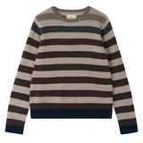 Gradient Stripe Crew Jumper - Lt Brown/Pluto
