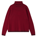 Narrow Stripe Roll Collar Jumper - Burgundy/Red