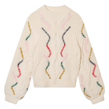 Overstitch Cable Turtle Jumper - Cream