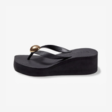 High Platform Pearl Paris Flip Flop - Black