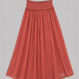 5103 Shirred Waist Cotton Ankle Length Skirt - Terracotta