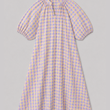 30061 Gingham Seersucker Dolly Dress - Neon Yellow/Denim/Pink