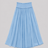 5103 Shirred Waist Cotton Ankle Length Skirt - Baby Blue