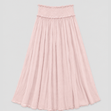 5103 Shirred Waist Cotton Ankle Length Skirt - Light Pink