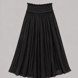 5103 Shirred Waist Cotton Ankle Length Skirt - Black