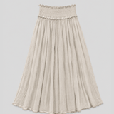 5103 Shirred Waist Cotton Ankle Length Skirt - Stone