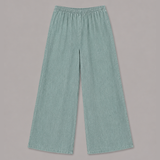 5808 Wide Leg Linen Cotton Mix Gauze Trousers - Green