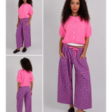 2967 Gingham Seersucker Balloon Trousers - Barbie Pink/Cobalt