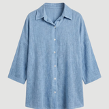 9761F Button Through Gauze Shirt - Light Denim