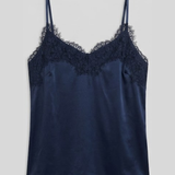 RWJade Silk Strap Lace Top - Dark Blue