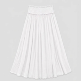5103 Shirred Waist Cotton Ankle Length Skirt - White