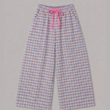 2967 Gingham Seersucker Balloon Trousers - Neon Yellow/Denim/Pink