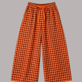 2967 Gingham Seersucker Balloon Trousers - Neon Orange/Rust