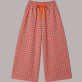2967 Gingham Seersucker Balloon Trousers - Neon Coral/Green