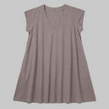 53791 Linen Cotton Swing Short Dress - Grey