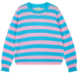 Stripe Distressed Crew Jumper - Blue/Candy