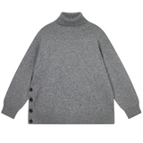 Boyfriend Button Roll Collar Jumper - Cloudy