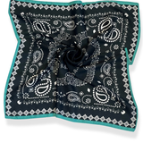 Bandana Square Neck Scarf - Black Forest/Mint