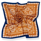Bandana Square Neck Scarf - Mustard/Navy