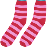 Tipped Striped Socks - Red/Peony