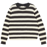Stripe Distressed Crew Jumper - Black/Cream
